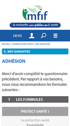 version responsive de la simulation d'adhésion aux offres