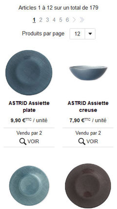 Version mobile: affichage des produits sur le site ecommerce