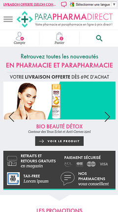 version mobile du site de pharmacie en ligne