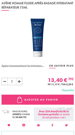 version mobile du site de pharmacie en ligne: fiche produit